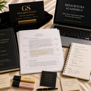 Reescritura académica de GS Research Studio. Servicio profesional para reorganizar y fortalecer capítulos de tesis y trabajos universitarios mediante una redacción más clara, coherente y con mayor solidez argumental.