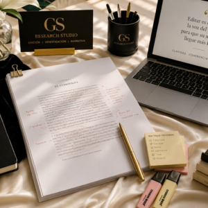 Edición profesional de manuscritos de GS Research Studio. Servicio editorial para revisar estructura, claridad, coherencia y estilo antes de la publicación.
