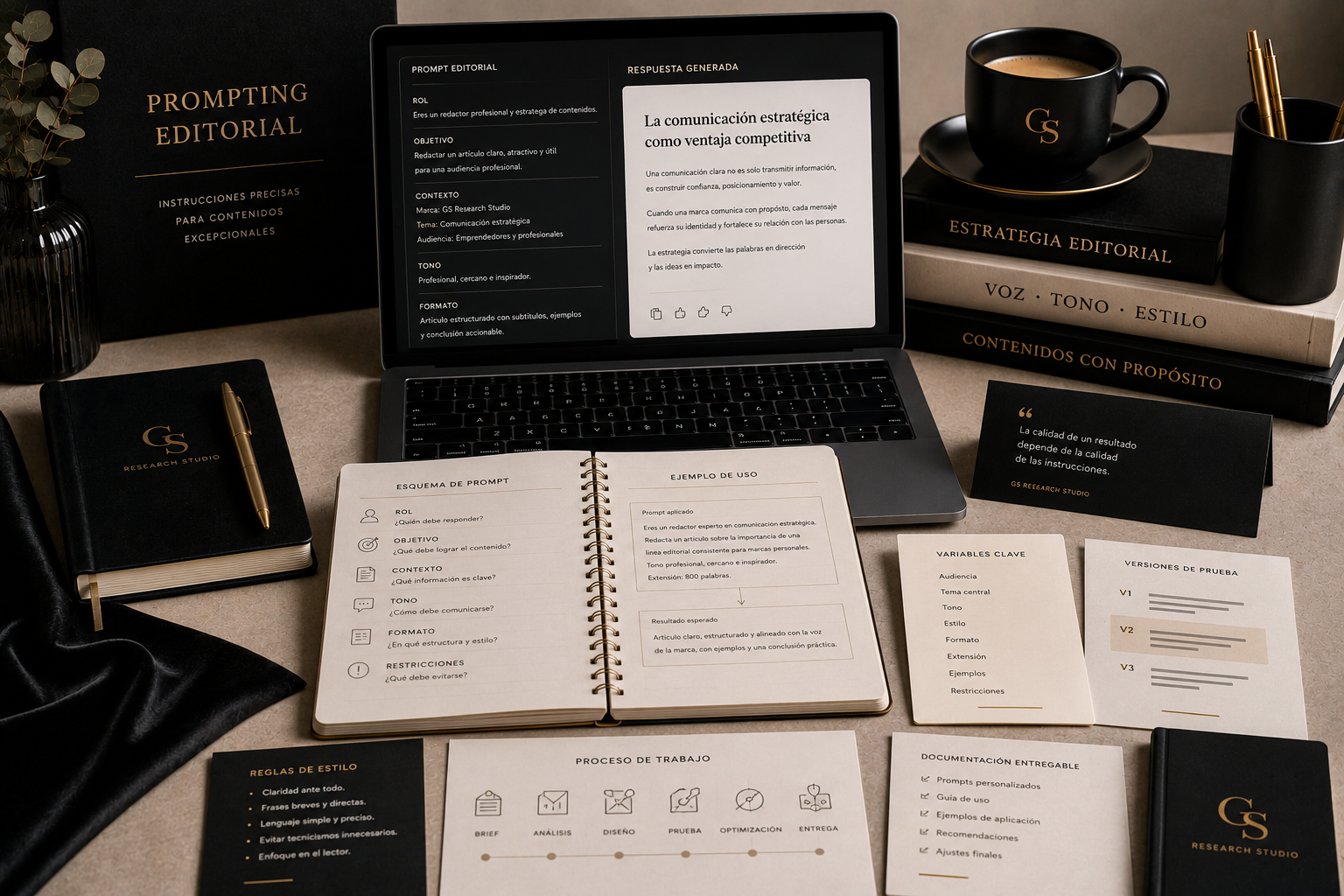 Prompting editorial | GS Research Studio Prompting editorial aplicado a inteligencia artificial con prompts personalizados, documentos de trabajo y criterios estratégicos para producir contenidos profesionales.