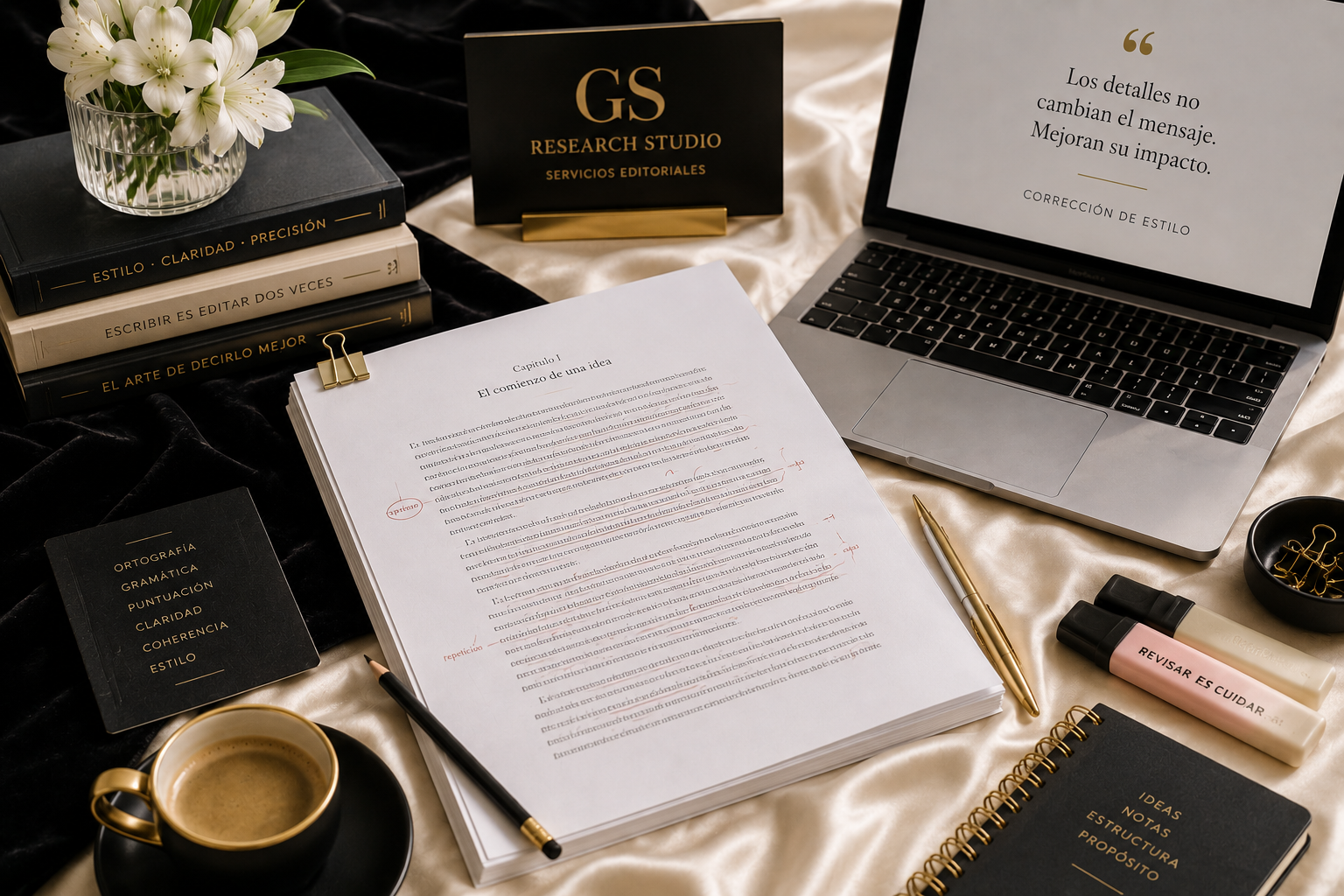 Corrección de estilo | GS Research Studio Corrección de estilo de GS Research Studio. Servicio profesional de revisión lingüística y editorial para mejorar la claridad, la precisión y la calidad de libros, artículos, tesis e informes.