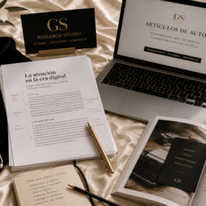 Escritura de artículos de autor de GS Research Studio. Servicio profesional de redacción editorial para blogs, newsletters, revistas y medios digitales con enfoque periodístico y narrativa de autor.