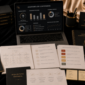 Colecciones Editoriales Dashboard editorial con métricas, documentos, gráficos y observaciones estratégicas organizadas para una auditoría de contenidos.