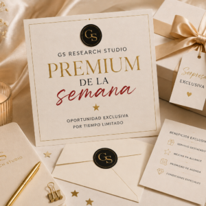 Colecciones Editoriales Sello editorial Premium de la semana sobre escritorio de lujo con acabados en negro, rojo y dorado representando una promoción exclusiva.